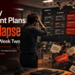 Why Sprint Plans Collapse After Week Two Software project manager reviewing a chaotic sprint board with blocked tickets, showing why sprint plans collapse after week two. Software project manager reviewing a chaotic sprint board with blocked tickets, showing why sprint plans collapse after week two.
