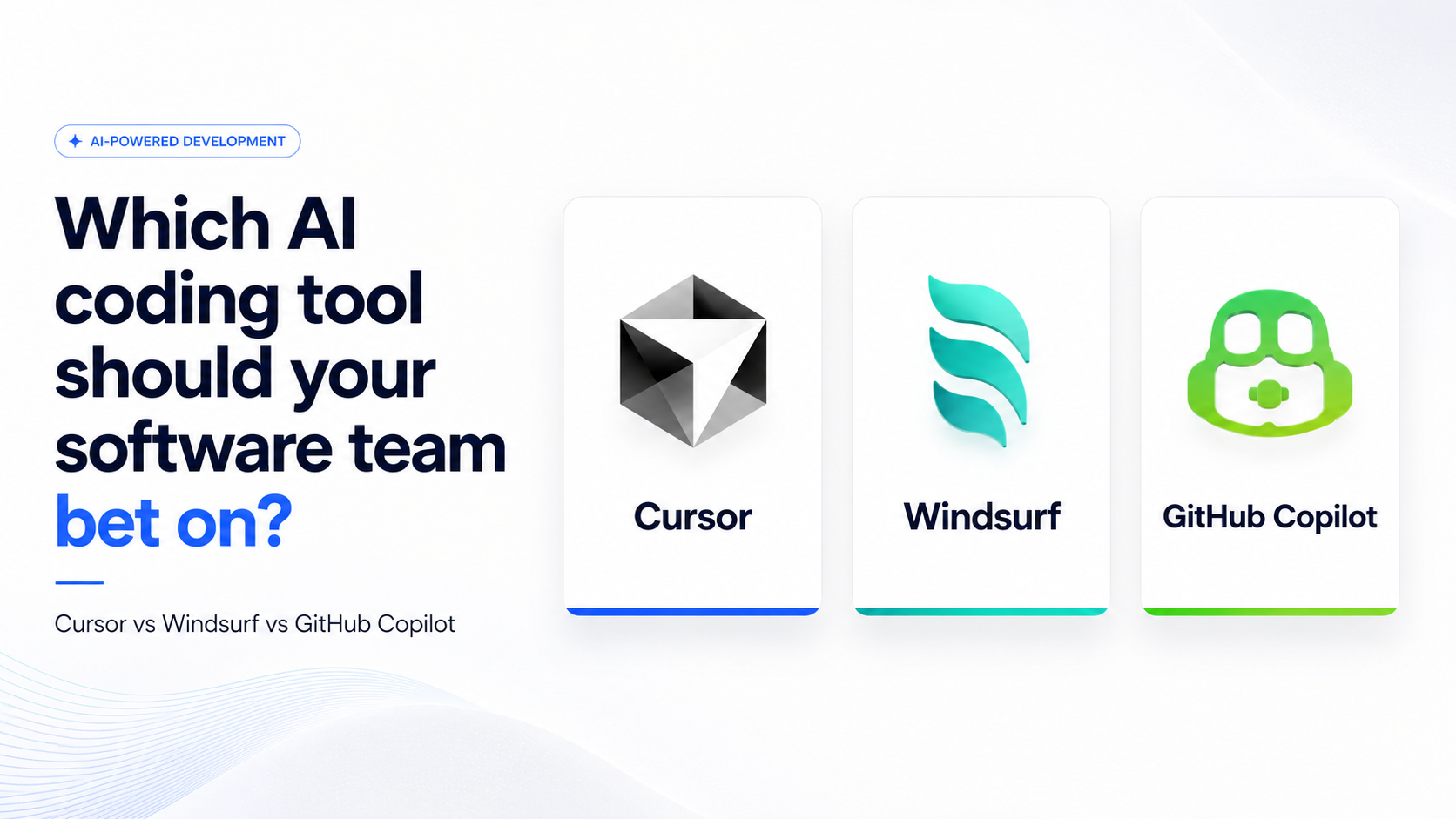 Comparison of AI code editor options for software teams in 2026: Cursor, Windsurf, and GitHub Copilot side by side